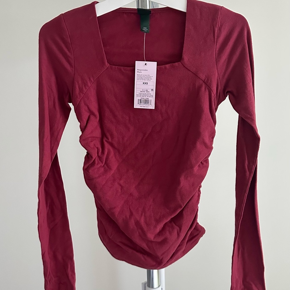 Elegant Red Long Sleeve Top